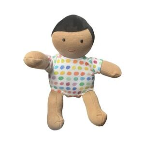 Lovevery Organic Cotton Baby Doll Rainbow Polka Dot Onesie Plush Toy Diverse Tan